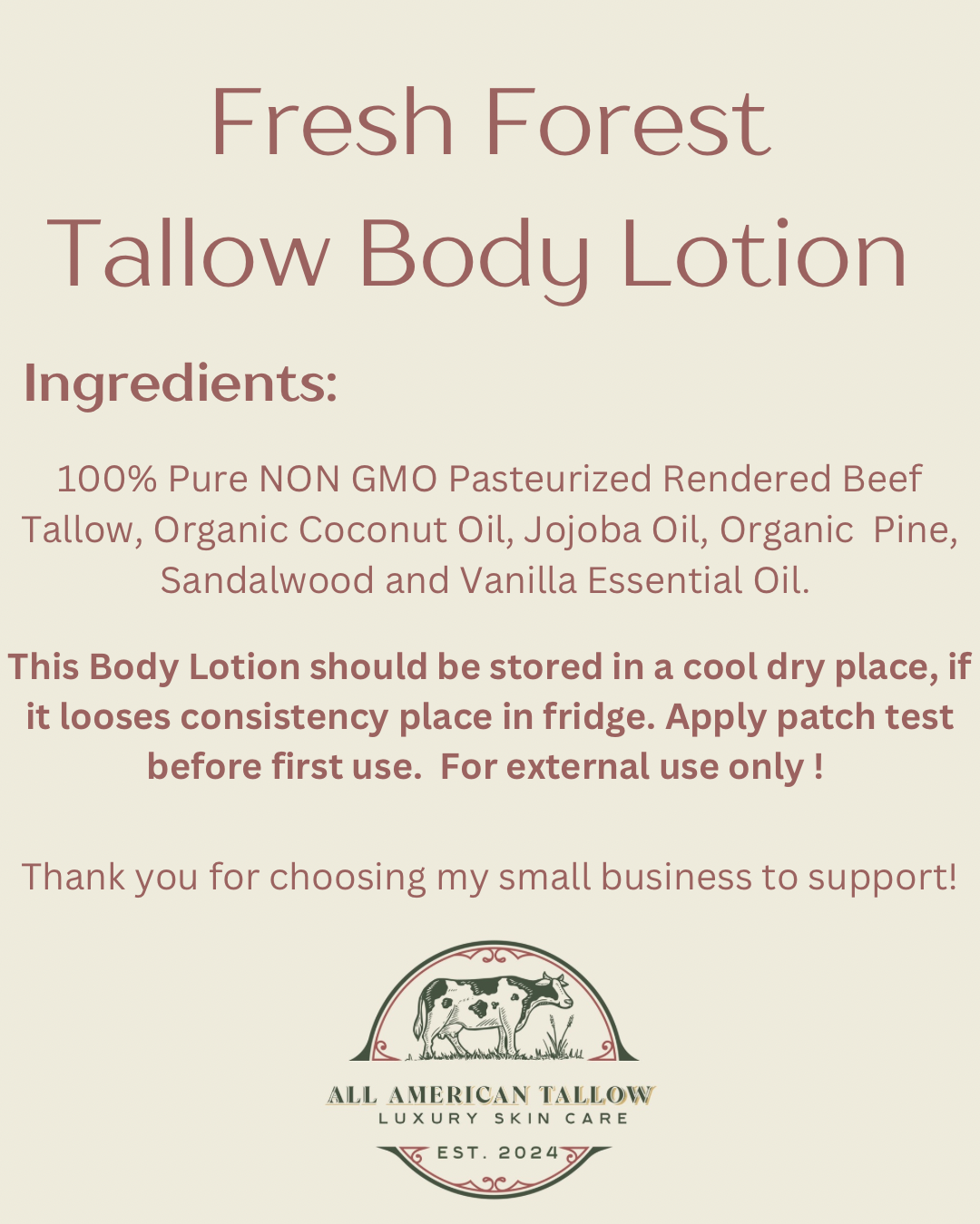 Fresh Forest Tallow Lotion 4oz