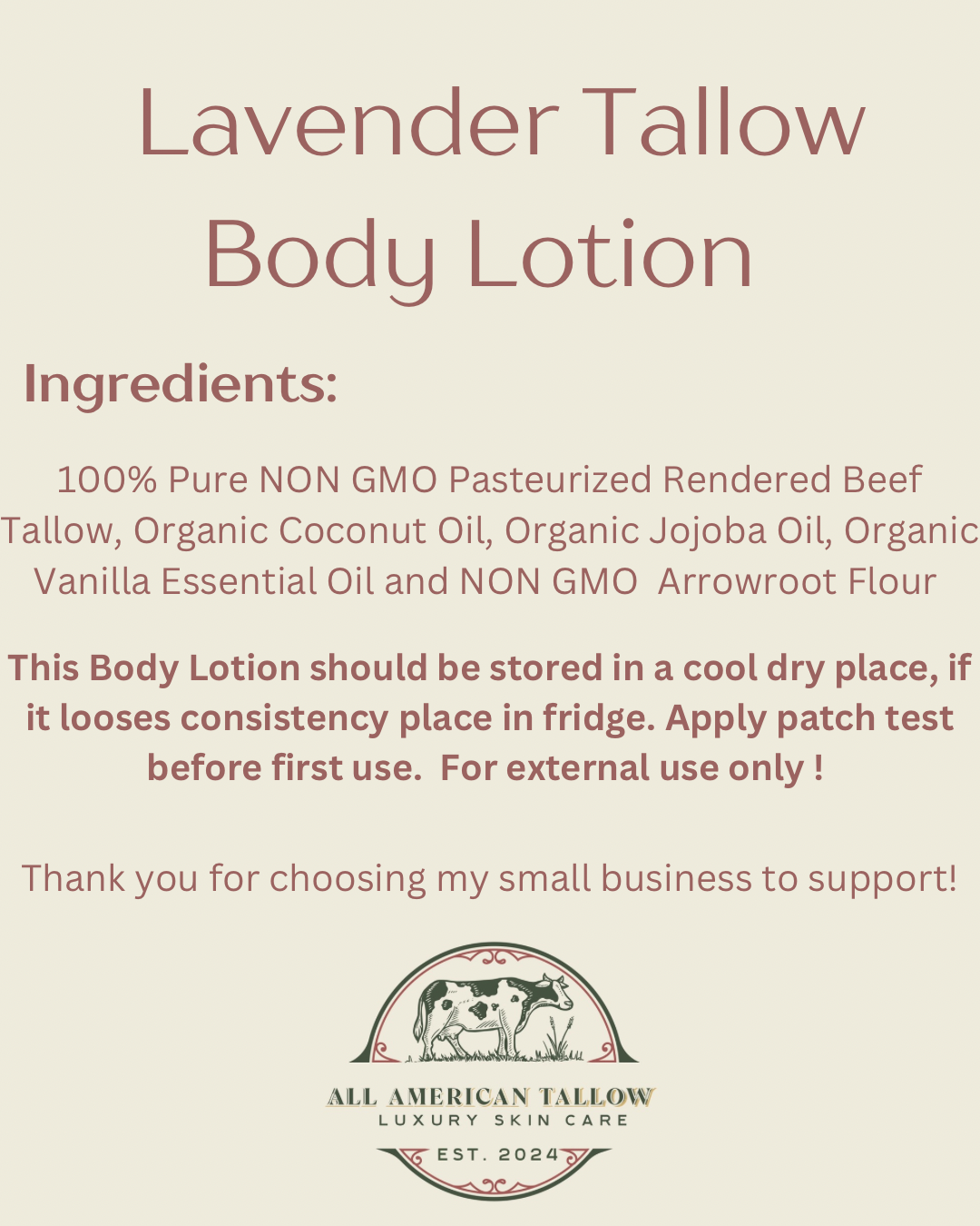 Whipped Lavender Tallow Lotion 8oz